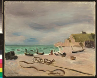 Seile am Strand von Etretat, um 1920