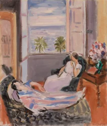 Innenraum mit zwei Figuren, offenes Fenster (Intérieur avec deux figures, fenêtre ouverte)