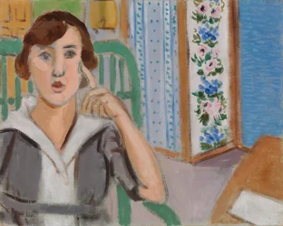 Frau und Paravent