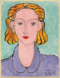 Junge Frau in einer blauen Bluse (Porträt von L.N. Delektorskaya)