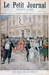 Eine Hochzeit auf einem Fahrrad, Frankreich, 1897