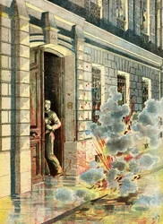 Explosion einer von einem Anarchisten gelegten Bombe