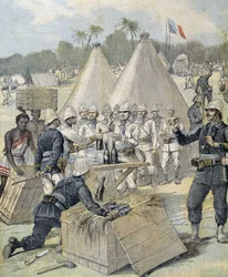 Die Neujahrsgeschenke der Soldaten in Dahomey (heute Benin) - in „Le Petit Journal“ vom 31.12.1892