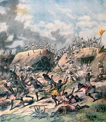 Der französische Angriff auf Kana, Dahomey, Afrika, 1892