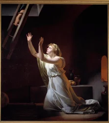Die Folterung einer Vestalin. Eine Vestalin, eine zur Keuschheit verpflichtete römische Priesterin, wurde für ihr Vergehen lebendig in einem Keller begraben. 1790, 1,6 x 1,45 m