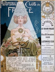Plakat des Automobilclubs von Frankreich während der 5. Automobilausstellung im Grand Palais de Paris im Jahr 1902, Illustration von Henri Privat-Livemont (1861-1936), Versailles, Stadtbibliothek