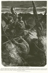 Julius Caesar, verkleidet als Sklave, enthüllt seine Identität der Besatzung eines Bootes, das während der Überquerung der Adria in einen Sturm geriet, 48 v. Chr.