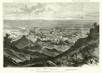 Rom vom Caelius-Hügel zur Zeit von Julius Caesar gesehen (Gravur)