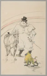 Im Zirkus: Dressiertes Pony und Pavian