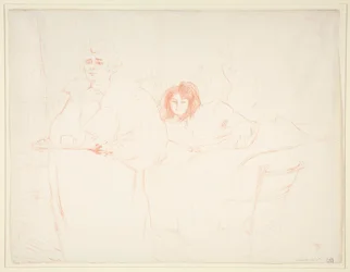 Frau mit einem Tablett, Frühstück, Madame Baron und Mademoiselle Popo (aus der Serie Elles)