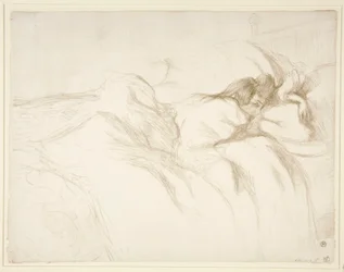 Frau im Bett aufwachend, aus der Serie Elles