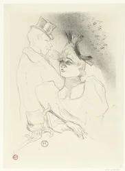 Porträt der Sängerin Marcelle Lender und Komiker Louis Bouchenez oder der Baron während des Auftritts