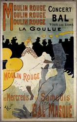 Plakat für das Moulin Rouge (Maskenball „La Goulue“). Lithographie von Henri De Toulouse Lautrec