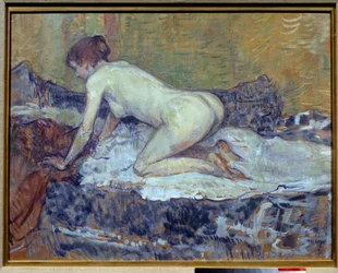 Rothaariger Akt in der Hocke