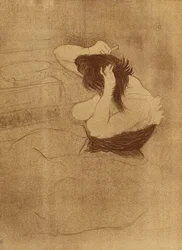 Frau, die sich die Haare kämmt - La Coiffure, Platte VII aus Elles, 1896