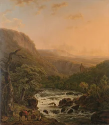 Fluss in den Ardennen bei Sonnenuntergang