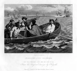 Der faule Lehrling zur See geschickt, Tafel V von Fleiß und Faulheit, 1833