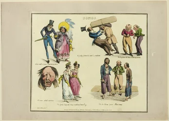 Tafel aus Illustrationen zu populären Liedern