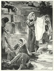 Brunnen in Lifta in Samaria (Lithografie)