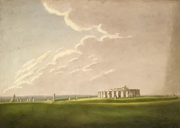 Der große antediluvianische Tempel von Stonehenge: in seinem ursprünglichen Zustand von Norden, 1824-1839