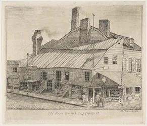 Altes Haus, Ecke Peck Slip und Water Street aus Szenen des alten New York, 1870
