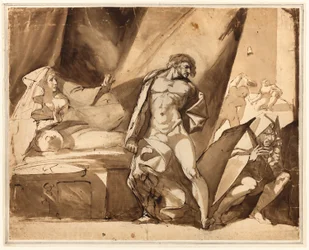 Die Entdeckung (recto), Zwei Skizzen stehender männlicher Figuren (verso)