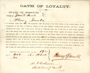 Loyalitätseid von Henry Gambs aus Missouri, County of St. Louis