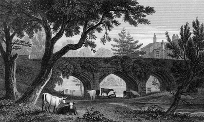 Eltham Bridge, Kent, graviert von Henry Adlard, 1832
