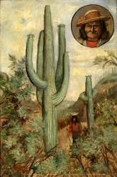 Kaktuslandschaft mit Porträt von Geronimo, 1886-1909