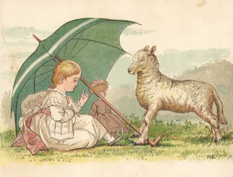 Die Prinzessin und das Lamm (Farblithographie)