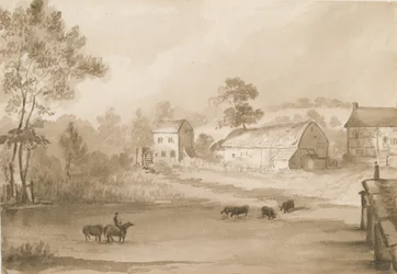 Trysull Mühle: Sepia-Waschzeichnung