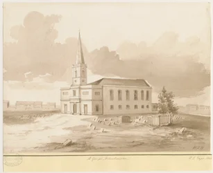 Wolverhampton - St. Georgs Kirche: Sepia-Waschzeichnung, 1844