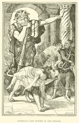 Grumedans Löwe holt die Prinzessin (Gravur)