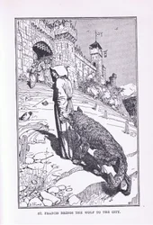 St. Franziskus bringt den Wolf in die Stadt, 1912