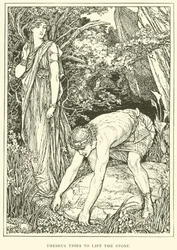 Theseus versucht den Stein zu heben