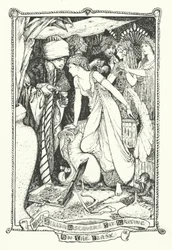 Zelida entdeckt die Schrift auf der Flasche (Gravur)