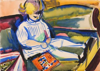 Kind auf Sofa, ca. 1914-1918