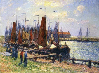 Der Hafen von Volendam, Holland, 1900