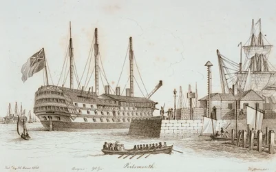 Skizzen von Schiffen im Hafen von Portsmouth