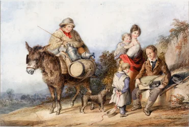 Milchjunge mit Familiengruppe, ca. 1840