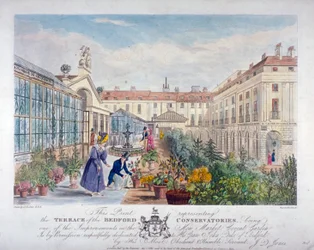 Terrasse der Bedford Conservatories am Covent Garden Market, Westminster, London, 1831