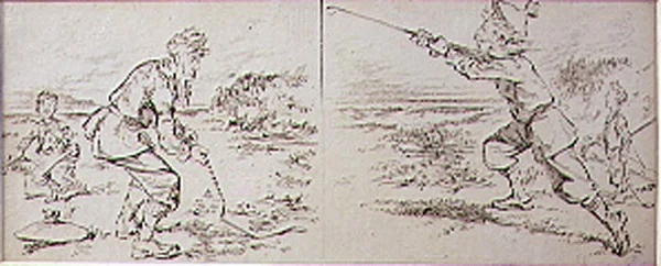 Der Golfer von einem Windstoß gestört, Illustration aus der Zeitschrift 