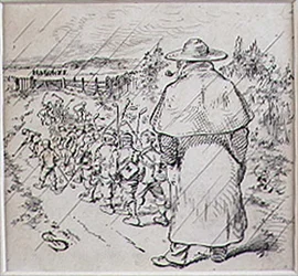 Die Schuljungen-Golfer im Regen, Illustration aus der Zeitschrift 