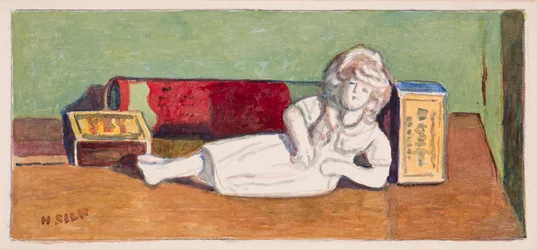 Staffordshire-Figur und Streichholzschachteln, ca. 1930