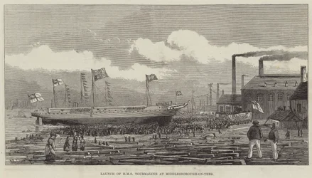 Stapellauf der HMS Tourmaline in Middlesborough-on-Tees