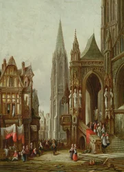 Kirchliche Prozession betritt eine Kathedrale