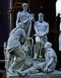 Manufakturen, Skulpturengruppe vom Albert Memorial, fertiggestellt 1876