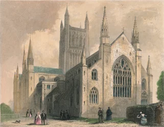 Kathedrale von Worcester, Nordwestansicht, 1836