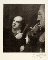 John Flaxman modelliert die Büste von William Hayley