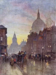 Cannon Street, Sommerabend (Farblithografie)